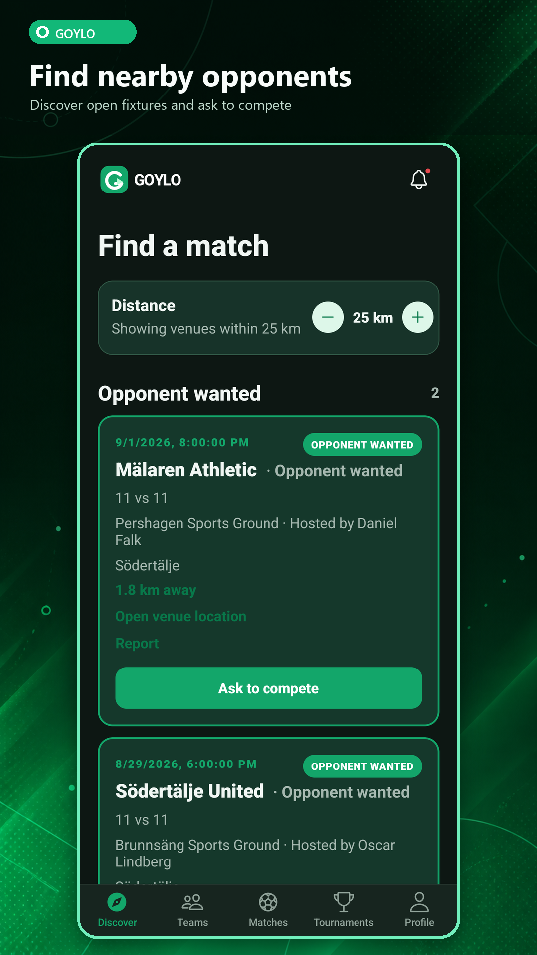 Find nearby opponents in Goylo